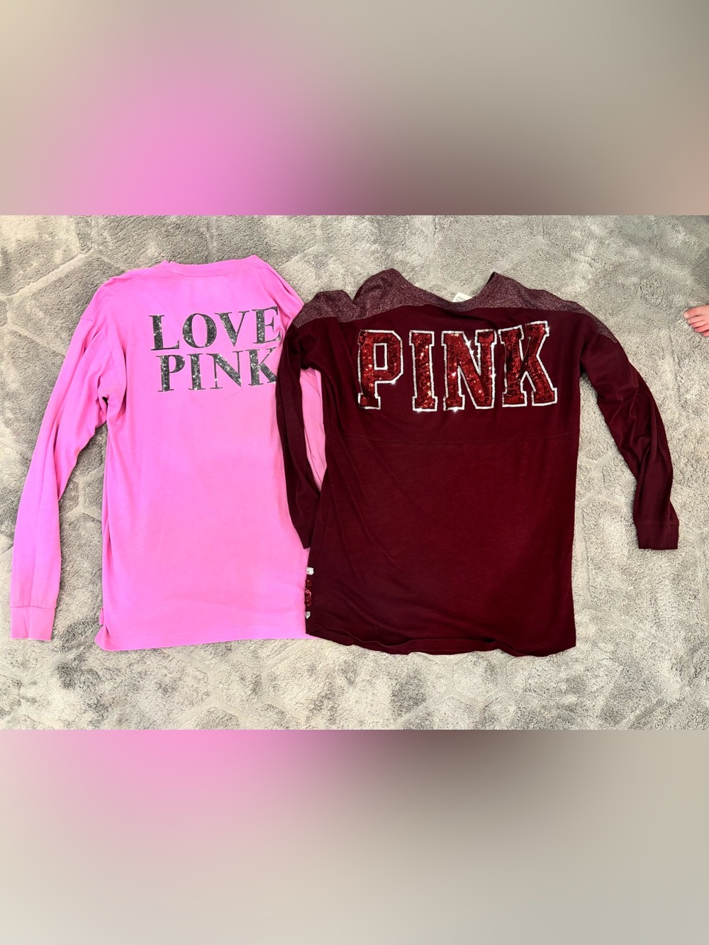 PINK Victoria's Secret Long Sleeve Tops - Bright Pink & Burgundy
